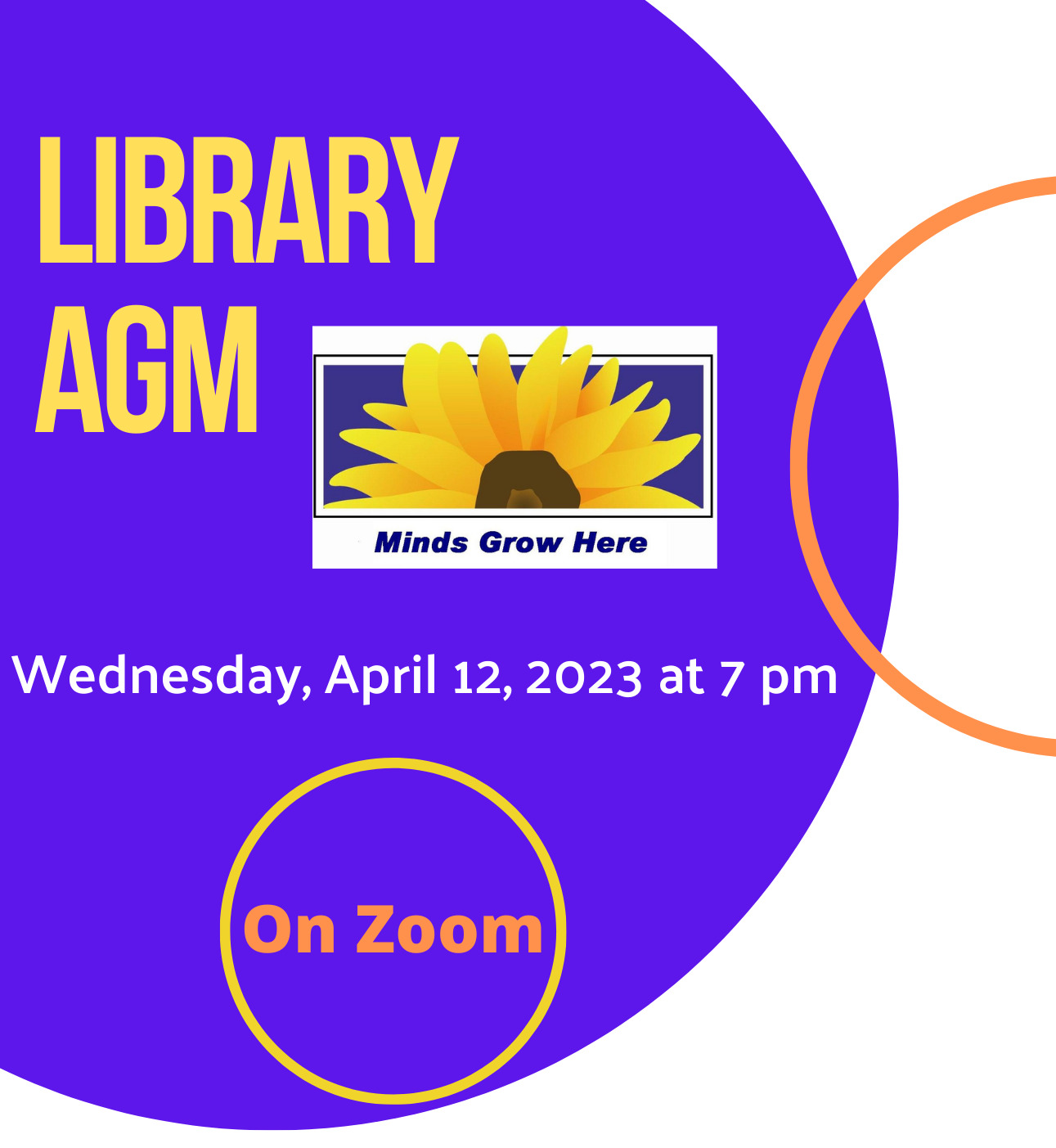 Library AGM Wednesday April 12 at 7pm on Zoom.