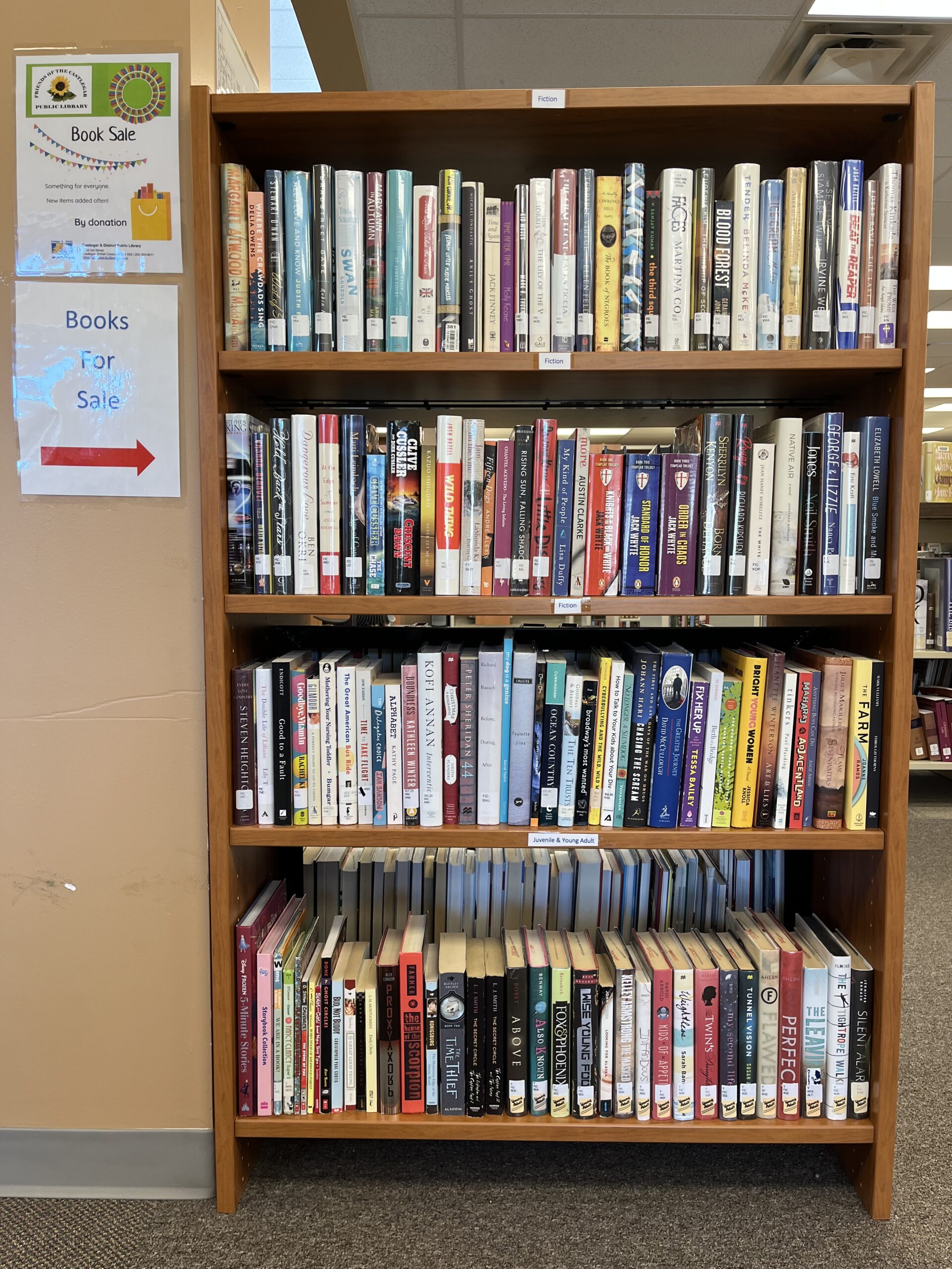 Book Sale Shelf Side A - Fiction, Juvenile, and Young Adult